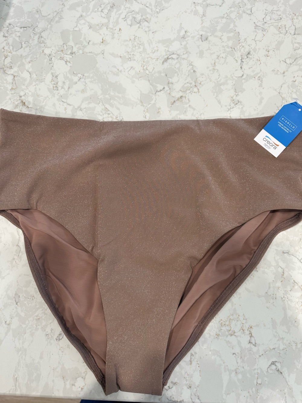 Lands' End Shimmery Bronze Sand Shine High Waisted Bikini Bottoms